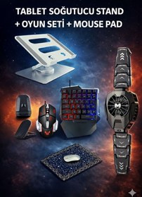 Resim Nomker ZTE RedMagic Astra 9.06'' Uyumlu Tablet Oyun Seti Fan 360° Stand Mekanik Klavye Mouse 