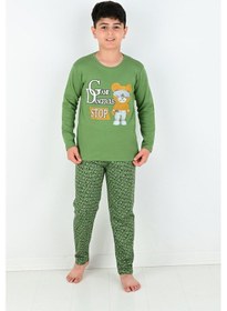 Resim Vitmo Uzun Kollu Erkek Çocuk Game Dangerous Model Pijama Takımı Yeşil 