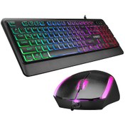 Resim KM-R59 FORZA PLUS Siyah Usb Rainbow Backlight Q Klavye + 1200 dpi Mouse Set Everest