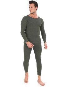Resim Sauna Suit Unisex Termal Içlik, Kışlık Sıcak Tutan Pamuklu Yakmayan, Termal Takım, Termal Fanila Iclik Haki 