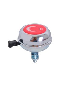 Resim Türk Bayraklı Bisiklet Zili Demir Klasik Zil Krom 