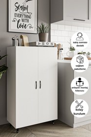 Resim LİYANO 3 Raflı 4 Bölmeli Dolap Erzak Dolabı Mutfak Dolabı Banyo Dolabı Çok Amaçlı Dolap 