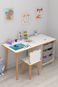 Resim Pratico Soho - Çocuk Çalışma Masası Oyun Ve Etkinlik Masası Gri Sepetli 