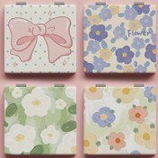 Resim Çiçek Baskılı Katlanabilir Makyaj Aynası Yaratıcı Masaüstü Kozmetik Dokunuş Aynası Taşınabilir Kare Güzellik Aynası Günlük ve Seyahat Makyajı ve Cilt Bakımı için 