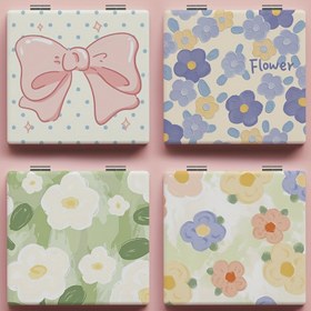 Resim Çiçek Baskılı Katlanabilir Makyaj Aynası Yaratıcı Masaüstü Kozmetik Dokunuş Aynası Taşınabilir Kare Güzellik Aynası Günlük ve Seyahat Makyajı ve Cilt Bakımı için 