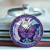 Resim Padalink Güvercin Desenli Kristal Cam Çanta Şimşek Anahtarlık, Unisex Tasarım, 1 Adet 