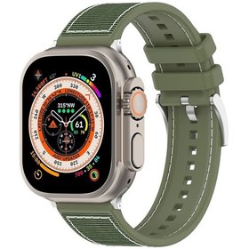Resim iOs Watch Uyumlu Se 2023 İçin 40mm Resmi Toka Hibrit Naylon Örgü Silikon Saat Bandı Yeşil 