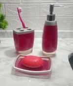 Resim GRİ PEMBE 3 LÜ BANYO SETİ POLİRESİN Gri - Pembe 