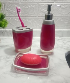 Resim GRİ PEMBE 3 LÜ BANYO SETİ POLİRESİN Gri - Pembe 