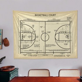 Resim Basketball Court Vintage - Basketbol Sahası Duvar Örtüsü - 100 cm x 135 cm 