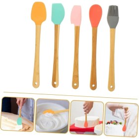 Resim Homeneeds Bambu Saplı Silikon 5 Renkli Mini Spatula Fırça 