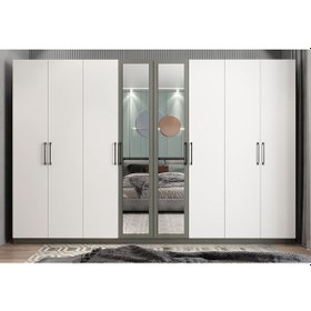 Resim Terra 8 Kapaklı Dolap Gardırop Füme Beyaz Ücretsiz Kurulum 