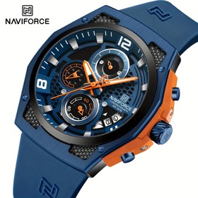 Resim NAVIFORCE 2025 Erkekler için Lüks Spor Kronograf Saati - Şık Ordu Tarzı Tasarım, Kuvars Hareketi, Su Geçirmez, Tarih Göstergeli, Turuncu Vurgulu Çoklu Kadran, Mavi/Siyah/Yeşil/Kahverengi Kayışlar, Günlük ve Resmi Kullanım İçin Dayanıklı Metal Bantlı, Sporcu Şıklığı | Dokulu Kayış Detayı 