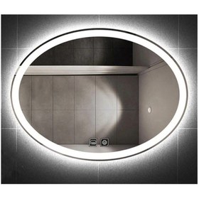 Resim GLOBAL LED MIRROR 73x93 Cm Dokunmatik Tuşlu Buğu Yapmayan Ledli Elips Banyo Aynası 