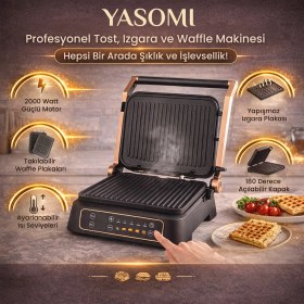 Resim Yasomi FS-100CG Profesyonel Tost Izgara ve Waffle Makinesi 