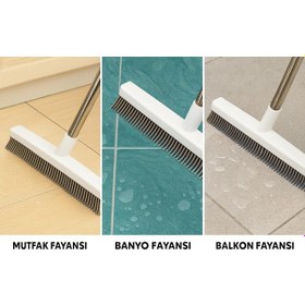 Resim Nobera Silikon Yer Silme Fırçası Çekpaslı Kauçuk Süpürge Ayarlanabilir Sap Yıkama Fırçası Kauçuk 