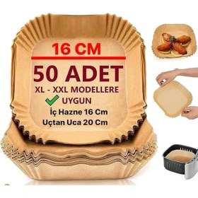 Resim AyrStore Airfryer Pişirme Kağıdı, Fritöz Yağlı Kağıdı, Yanmaz Kağıt 50 Adet (Kare) 