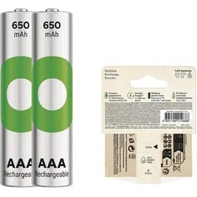 Resim Gp Recyko 650 Mah R03 Aaa Şarjlı 2'li İnce Kalem Pil 