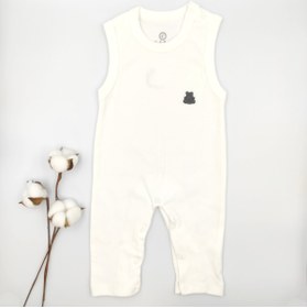 Resim bebekstar Bebek Star Fitilli Kolsuz Krem Bebek Tulumu %100 Cotton 