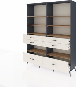 Resim Hyperion Gardrop 8 Raflı 6 Çekmeceli 176x44x221 Antrasit-çam/aytaşı Çam/aytaşı 