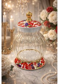 Resim Morponi Bloom Cam Kavanoz Porselen Detaylı 500 Ml 1 Adet Şeffaf 