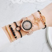 Resim Hanyang 6 Adet Set Pembe 6 Adet Set Lüks Kadın Saatler Moda Çiçekler Elmas Bayanlar Bilezik Izle Rahat Deri Elbise Kuvars Kol Saati Reloj Mujer (Yurt Dışından) 