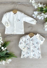 Resim PATSAN 2'li Organik Pamuklu Penye Bebek Üst Hırka Takım Balık 