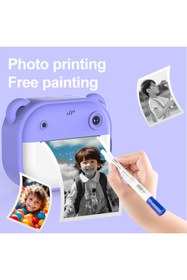 Resim İMEXTECH Cmr14 Mor Dijital Video Fotoğraf Çocuk Kamerası Anlık Termal Resim Kağıt Baskılı Yazıcı 