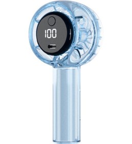 Resim El Tipi Vantilatör - Dijital Ekranlı Mini Taşınabilir Vantilatör Mavi, 