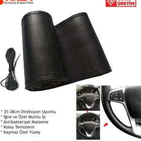 Resim Lüks Set Fiat Linea 2012 Delmesiz Çelik Ayaklı Gri-Siyah Kolçak Kol Dayama, Direksiyon Kılıfı 