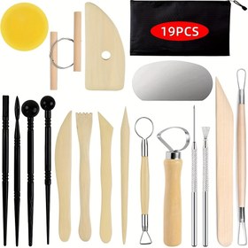 Resim 19 Parça Temel Ahşap ve Seramik Oyma Seti, Yetişkinler ve Sanatçılar için Heykeltraşlık ve El İşi Araçları 
