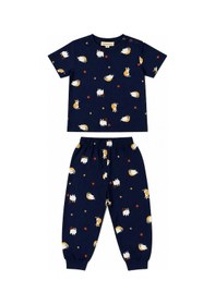 Resim Beniizle Desenli Erkek Çocuk Pijama Takım Lacivert 