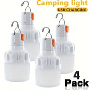 Resim 4 adet Şarj Edilebilir LED Kamp Feneri - Yüksek Parlaklık, IPX4 Su Geçirmez, USB Şarjı, 3 Aydınlatma Modu (Yüksek/Düşük/Stroboskopik), Acil Durumlar için Taşınabilir Gece Işıkları, Macera, Kamp ve Balıkçılık, Dış Mekan Aydınlatma Çözümleri | Asılabilir Kanca Feneri | Dayanıklı El Feneri, Kamp Aksesuarları 