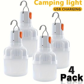 Resim 4 adet Şarj Edilebilir LED Kamp Feneri - Yüksek Parlaklık, IPX4 Su Geçirmez, USB Şarjı, 3 Aydınlatma Modu (Yüksek/Düşük/Stroboskopik), Acil Durumlar için Taşınabilir Gece Işıkları, Macera, Kamp ve Balıkçılık, Dış Mekan Aydınlatma Çözümleri | Asılabilir Kanca Feneri | Dayanıklı El Feneri, Kamp Aksesuarları 
