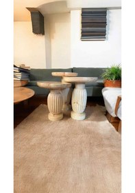 Resim Dekoratif Ahşap Mantar Sehpa 3 Lü Set Naturel Renk Masif Fiskos 