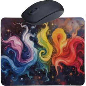 Resim usin Rengarenk Desenli Mouse Pad+ Kablolu Mouse Bilgisayar Faresi Notebook PC Windows Uyumlu Mause 