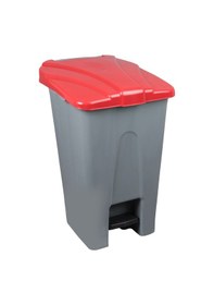 Resim Safell Plastik Pedallı Çöp Kovası 70Lt Çöp Konteyneri Grikırmız 