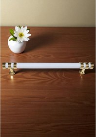 Resim Çizgili Nesli Alüminyum Metal Lüks Modern Mobilya Çekmece Mutfak Dolabı Kulpu Beyaz-altın 160mm Beyaz - Gold 