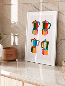 Resim Renkli Moka Potları - Art Print - 50x70 cm 