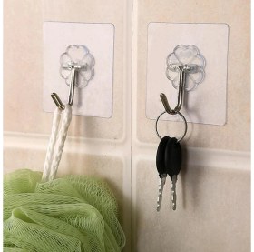 Resim MEKs Mutfak Banyo Kendinden Yapışkanlı Şeffaf Askı 5 Li Set 