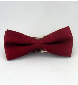 Resim Bordo Çocuk Boy Düz Renk Saten Papyon - Cp-04 