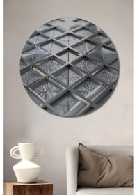Resim Modern Metalik Geometrik Desen Ahşap Tablo Yuvarlak Duvar Tablosu--- 30 X 30 