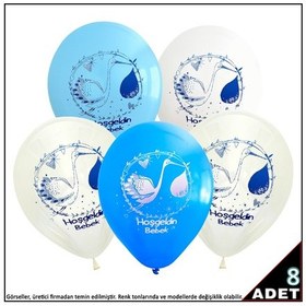 Resim Hoşgeldin Bebek Balon, 30cm x 8 Adet - Mavi 