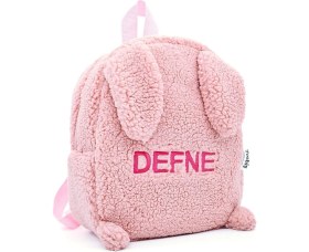 Resim Fermuarlı [ Istediğiniz Ismi Yazıyoruz ] Tavşan Pembe 0 - 8 Yaş Anasınıfı Kreş Çocuk Okul / Sırt Ça 