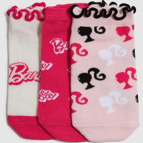 Resim DeFacto Barbie 3lü Pamuklu Patik Çorap Kız Çocuk F4198A8NS 