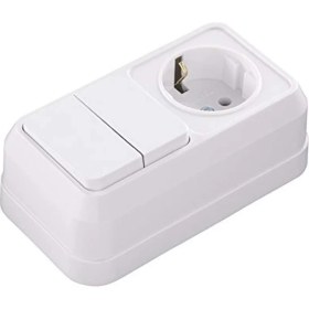 Resim Üstü Ikili Komütatör Topraklı Priz Beyaz 