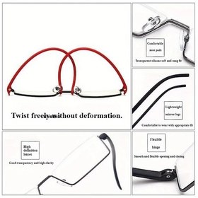 Resim Willowhaven Siyah +400 Metal Çerçeve Okuma Gözlüğü Ultra Hafif Presbiyopi Yarım Çerçeve 