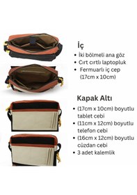 Resim Cappadocia Vintage 4009 Omuz Postacı Siyah Krem 15.6 Laptop Çanta Siyah - Altın 