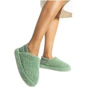 Resim Kadın Lastikli Kaymaz Taban Peluş Havlu Kumaş Ev Ayakkabısı Panduf Yeşil-yeşil Yeşil 