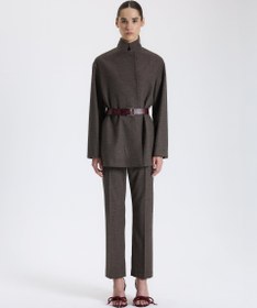 Resim Kuşaklı Kahverengi Blazer - Kahverengi / M 